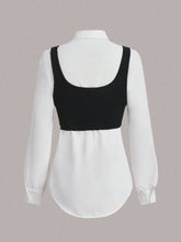 Solid Button Front Shirt With Tank Top